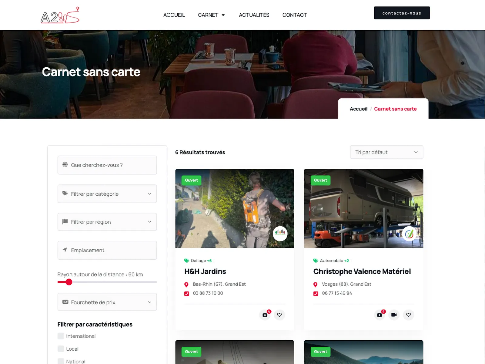 Moteur de recherche des entreprises locales sur A2PAS